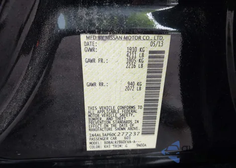 2013 Nissan Altima 2.5 S z USA, uszkodzony, nr VIN 1N4AL3AP6DC277237